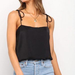 Black Tank Straight Neck, Adjustable Tie Straps (size 2/4)